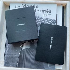 Saint Laurent Paris YSL Black Gift Box +Message Envelope Holder - Black Interior
